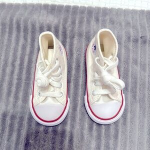 Toddler white converse, size 5 used once